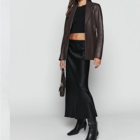 Reformation - Veda - Black REAL Leather Blazer - Picture 6 of 6